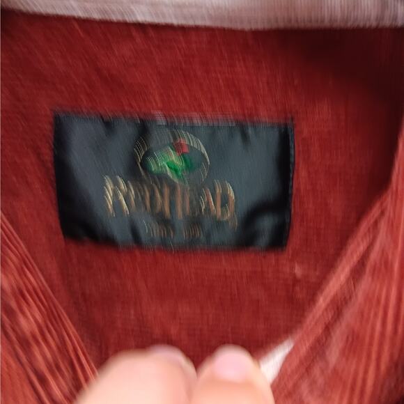 Redhead Men's XL Shirt Top Button-up Long-sleeved‎ Corduroy Red/Orange - Picture 6 of 7